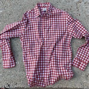 J.CREW Gingham Stretch Secret Wash Shirt - Red Sky - Medium
